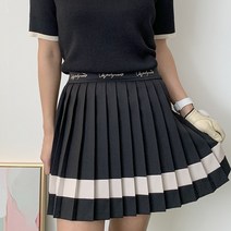 봄 여름 여성 골프웨어 배색 55 77 밴딩 플리츠 주름 골프스커트 2color