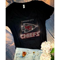 캔자스 시티 치프스 라인스톤 새 V 티셔츠 S-4X, 3XL