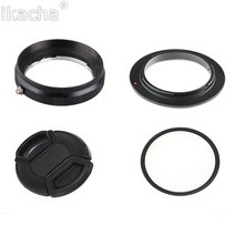 4In1 세트 매크로 렌즈 리버스 어댑터 보호 링 소니 A77 A900 A580 재설치 58mm UV 필터 캡, 01 67mm Filter Lens
