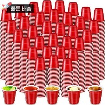 미국발송 Lounsweer 1000개 28.3g(1온스) 레드 플라스틱 안경 미니 일회용 컵 소형 레드 시음 컵 미니 플라스틱 용기 크리스마스 파티용