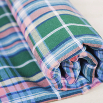 그린 타탄 체크 선염 원단 멀티색상 직기면 30수 60인치