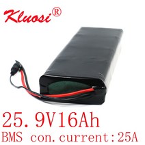 KLUOSI 24V 배터리 16Ah 7S5P 24V/29.4V LG18650MH1 리튬 이온 배터리 팩 25A BMS 전기 모터 자전거 스쿠터 용|배터리 팩|, 1개, 단일, 단일