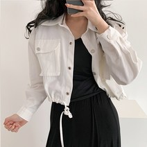 [핏보장]견장 코튼 스트링 크롭 야상 자켓