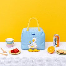 포그망 캐릭터 도시락가방 보냉보온백 피크닉 캠핑 휴대용 쿨러백, 스카이블루 오리_캐릭터 보냉백