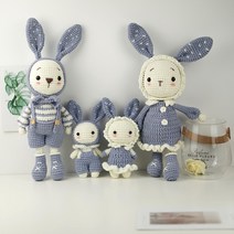 DIY 코바늘 인형 만들기 토끼 커플 인형뜨기 셀프핸드메이드 애착인형 뜨개질 키트, 바이올렛 4식구, 1개