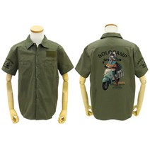 코스파 유루 캔 △ 시마 린과 스쿠터 풀 컬러 워크 셔츠 MOSS L 사이즈