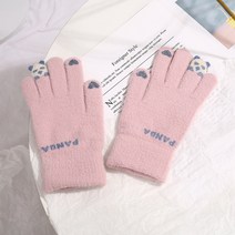 Winter Knitted Gloves For Women Cute Cartoon Panda Add Velvet Warm Touchscreen Cold G [S00098631]