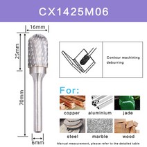 공구 줄 cx type 1pcs 헤드 텅스텐 카바이드 로터리 파일 도구 포인트 버 다이 그라인더 연마 드릴 밀링 조각 비트 세트, cx1425m06