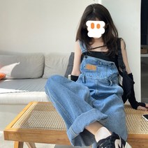 여자멜빵바지 점프수트 y2k 배기바지 심플 와이드팬츠 봄 일자
