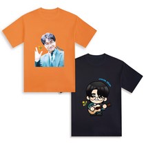박창근 포토/캐릭터 국내산 면 티셔츠 (반팔) 콘서트 응원용, M(90), 호박색(포토)