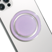 온더그립 맥세이프 호환 마그네틱 탈부착 투명 그립톡 스마트톡 마카롱, 연보라, 1개