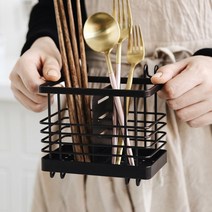 모나코올리브 망고너츠 걸이형 철제 수저통, 철제 수저통 블랙