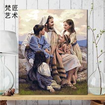 예수님 하느님 성모마리아 예수 DIY 그림 유화 명화 그리기 페인팅 기독교 색칠하기 페인트 세트 인테리어 장식, L + [40cmx50cm 사이즈]