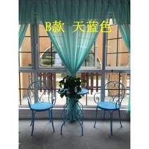 빈티지 앤틱 북유럽 고급스러운 녹슨 녹 베란다 카페 감성 테이블 접이식 야외 실내 테라스 발코니 거실 마당 옥상 오래된 입식 옛날 느낌 등받이 있는 의자 감성 철 세트 하비리아, B타입(테이블1개 의자2개) 하늘색