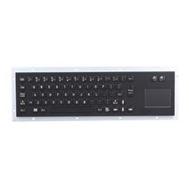 [해외] 방수 USB 표준 블랙 스테인레스 스틸 산업용 금속 키오스크 키보드 내장 마우스 터치 패드, Korea Layout, PS2 Interface