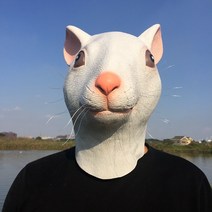 할로윈제품 가면 애니멀 생선머리 말머리 무도회 화성인 틱톡 할로윈데이 인테리어 웃긴 공연, T24-화이트 쥐(증정선글라스+시가 소품)