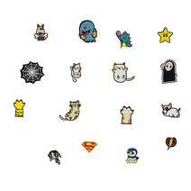 열접착 봉제식 케릭터 자수와펜 자수패치 옷패치 혼합세트, 7.16종