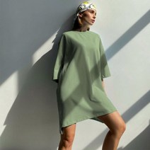 여성 린넨 원피스 롱 스커트 데님 빅싸이즈 비치웨어 정장 Hirsionsan-우아한 다크 그레이 루즈면 드레스 여성용 소프트 캐주얼 홈웨어 티셔츠 휴가 긴 2023