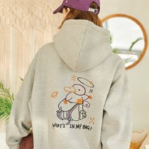 꼼파뇨 [기모] 마이백 자수 후드 그레이 - 1