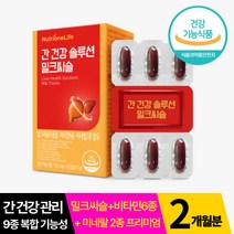 뉴트리원 간건강 솔루션 밀크씨슬 30캡슐 정우성 밀크시슬 피로개선 신진대사 활력 에너지 체력 항산화 미네랄 비타민 실리마린 식약처 홈쇼핑 아연 비타민 숙취 연말 애주가 선물, 2박스, 2개월