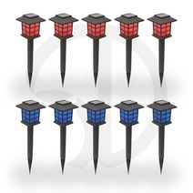 솔까든 태양광등 미니격자등 태양열 정원등 10개입, 빨간빛5개+파란빛5개