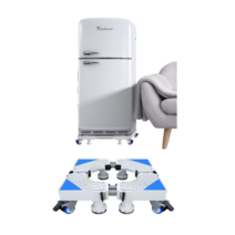 드럼 세탁기 건조기 이동형 발 받침대 수평 부식 진동 미끄럼방지 다리 받침 높이 단차 조절, 더블파이프, 고정블루