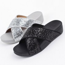 런슈즈 국내제작 반짝이 펄 글리터 키높이 통굽 쿠션 여성 슬리퍼 4cm