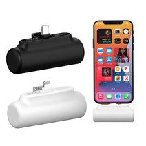 프리미엄 일체형 미니 스틱 보조배터리 5000mAh, C타입 화이트