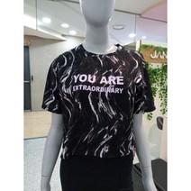 [제인코트] 타이다이 마블 크롭 반팔 티셔츠 블랙 UNA-3310