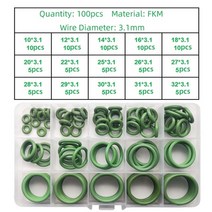 nbr fkm 녹색 o-링 불소 고무 씰링 링 방수 o 링 와셔 내유성 oring 수리 개스킷 세트 자동차 개스킷, 3.1mm (1set)