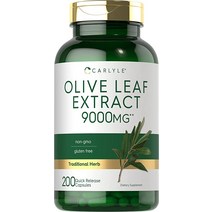 올리브 잎 추출물 캡슐 | 9000mg | 200 카운트 | Non-GMO 글루텐 프리 | 고 효능 공식 | 비, 1개