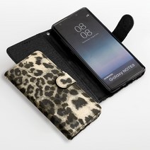 글러브웍스 레오파드 LG Q92/Q9/Q9 ONE용 지갑형 다이어리 핸드폰 케이스