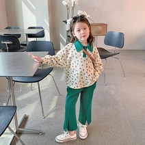 인스타 그린 카라셔츠 상하세트 아동복 여자아동복 여아옷 여아의류 여아상하복 아동상하복 아동가을옷 유아동복 유아상하복 키즈의류