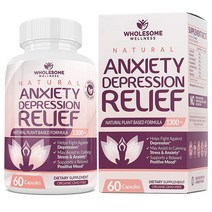 Wholesome Wellness 네츄럴 앤자이어티 디프레션 릴리프 고투콜라 홍경천 레몬밤 복합 60캡슐, 1개, 1세트