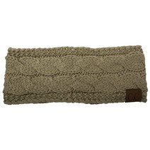 C.C 부드럽고 신축성 있는 겨울용 따뜻한 케이블 니트 퍼지 안감 이어 워머 헤드밴드 브라이트 믹스, New Sage