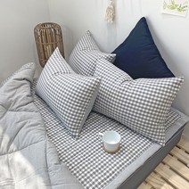이즈베딩 깅엄체크 워싱 30수 광목 순면 베개커버 5colors