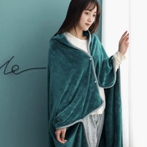 그린생활 똑딱이단추 극세사 망토 담요(100x150cm) 숄 여행담요