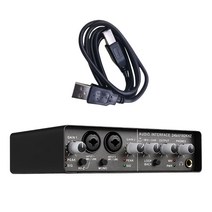 오디오 인터페이스 2in 4out 사운드 카드 모니터링 일렉트릭 기타 라이브 녹음 DC 5V 마이크로 USB 전원 Hi-z 버튼 DropShip, 없음