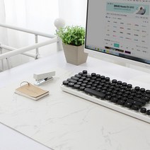 책상 테이블 대리석디자인 데스크패드 고무매트, 화이트 마블