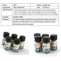 BGA Reballing Balls (0.2 0.25 0.3 0.35 0.4 0.45 0.5 0.55 0.6 0.65 ) BGA 솔더볼 수리 도구 BGA 재 작업, 03 0.30MM