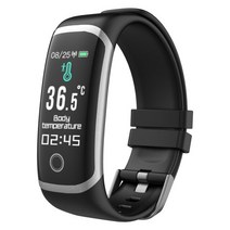 가슴 팔뚝 심박계T4 Wearfit 연결 스마트 팔찌 체온 측정 워치 남성 여성 방수 피트니스 활동 추적기, 01 Black