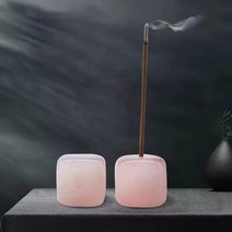 향로 촛대 청동 제사 제기 제례용 향대 2pcs 천연 크리스탈 향 스틱 홀더 코일 버너 락 쿼츠 스톤 베이스 불교 실내 제단 테이블 홈 장식, 2pcs 로즈 쿼츠