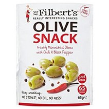 Mr Filberts Olive Snacks Pitted Green Olives with Chilli Blackpepper - 65g (0.14lbs), 1