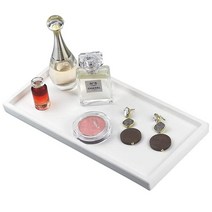 FRE이엘오 ELOVE 콘크리트 장식 트레이 메이크업 정리함 향수 비누 디스펜서 정리 옷장 화장대 욕실 카운터 커피 테이블 책상 화장실 탱크 홈 데코용 브릭 레드 타원형 12.9, White