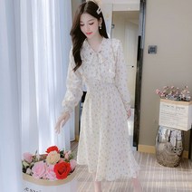 봄 여름 쉬폰 롱 원피스 예쁜 샤랄라 플라워132948 프랑스 하이 엔드 쉬폰 드레스 여성 봄 드레스 2022 새로운 패션 허리 얇은 기질 꽃 스커트