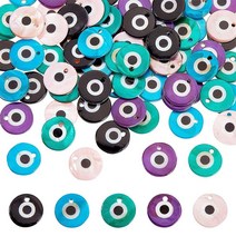 Arricrat 7가지 색상 바다 산호 패턴 레진 펜던트 304 스테인리스 스틸 세팅이 있는 하프 라운드 참 패싯 장식 펜던트 귀걸이 목걸이 DIY 주얼리 제작용 스틸. 원석, 5 Colors-Shell