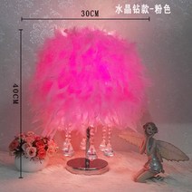 고급 인플루언서 깃털 장식 스탠드 조명 침실 거실, T160 크리스탈다이아-핑크-LED + 버튼식