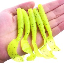 실리콘 미끼 8cm 3g (5P) 스윙테일 긴꼬리 지그웜 베쓰 낚시 용품, 옐로우