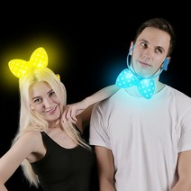 야광맨 LED 미니마우스 리본 땡땡이머리띠 (1pcs) 4색 랜덤발송, [색상랜덤]LED리본머리띠+AG13 배터리 3개