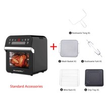 스텐 대용량 요리 에어프라이어 131413 BioloMix 12L 1600W 에어 프라이어 오븐 토스터 Rotisserie 및 탈수기 LED 디지털 터치 스크린 16-in-1 수조, 01 standard set